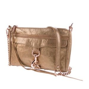 EUC REBECCA MINKOFF GOLD MINI MAC CROSSBODY BAG M.A.C